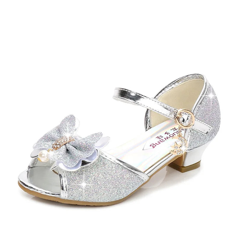 10 Colors Children Princess Sandals Kids Girls Wedding Shoes High Heels Dress Shoes Bowtie Gold Pink Blue Silver Shoes For Girls