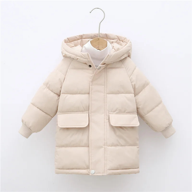 Kids Down Long Outerwear Winter Autumn Teen Cotton Clothes Boys Girls Cotton-Padded Parka Coats Big Children Thicken Warm Jacket