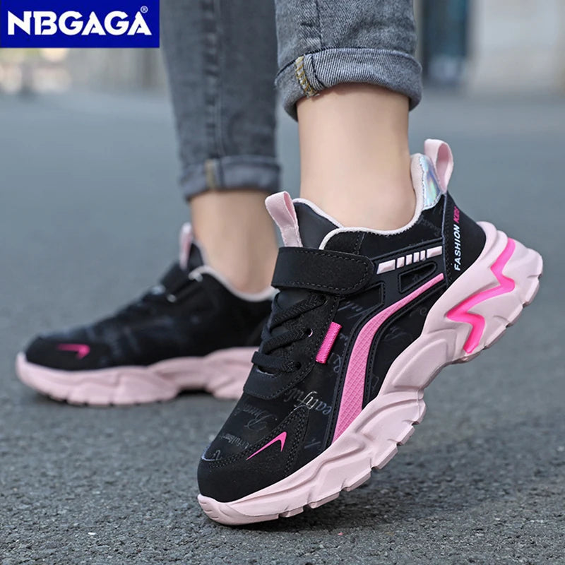 Girls Sport Shoes Comfortable Leather Kids Running School Casual Shoes  Non-slip Outdoor Children Walking Sneaker Tennis