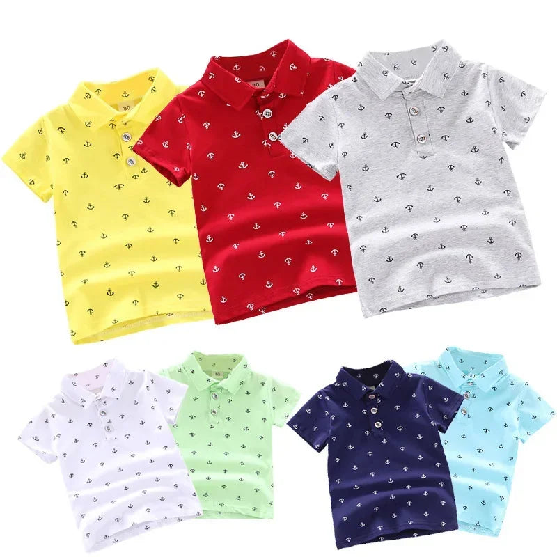 2025 Summer New Baby Kids Boys Fashion Breathable Print Short Sleeve Lapel Collar Cotton Shirt Tops Dropshipping