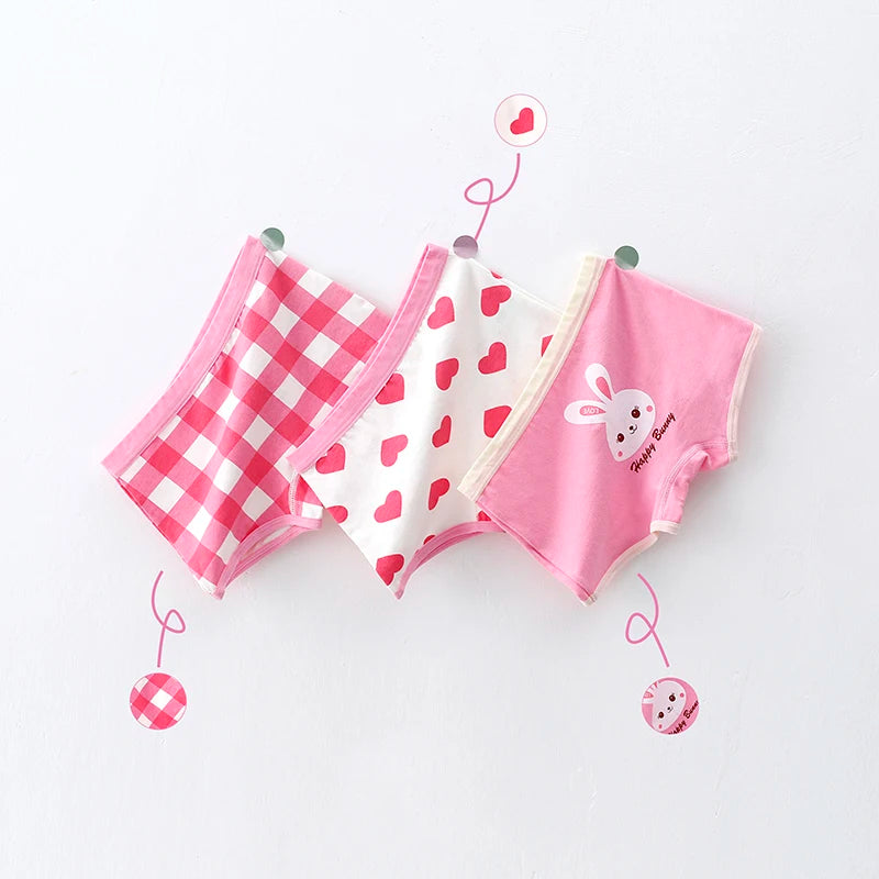 3Pcs/lot Kids Panties 7 Collections Chirdren's Underwear Lovely Girls Briefs Floral Grid Cute Pants Baby Dots Cotton Underpants