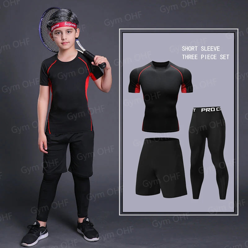 Kids Gym Trousers Brand Black Tights Girl Sport Leggings For Boys Pants Fitness Running Quick Dry Children Yoga Training Bottoms