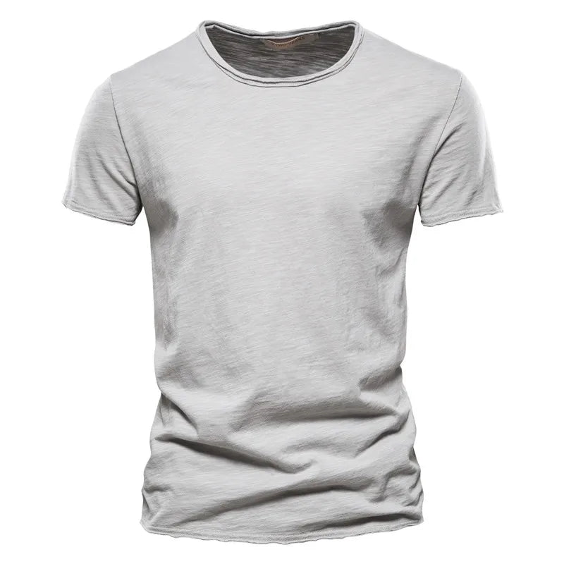 AIOPESON 100% Cotton Men T-shirt V-neck Fashion Design Slim Fit Soild T-shirts Male Tops Tees Short Sleeve T Shirt For Men