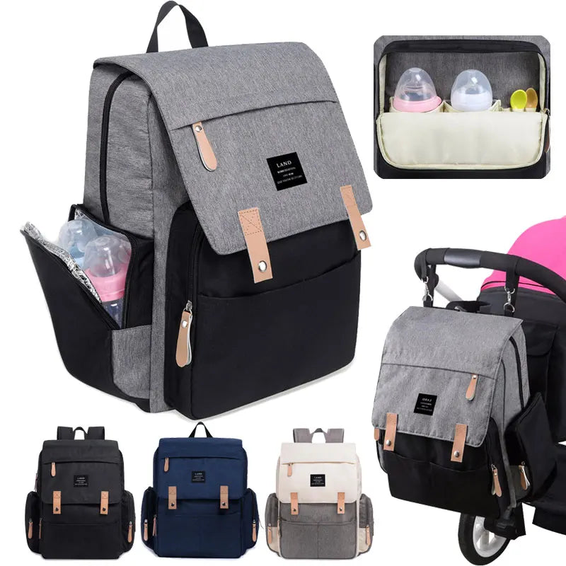 LAND Mommy Diaper Bags Landuo Mother Large Capacity Travel Nappy Backpacks with  Changing Mat Convenient Baby Nursing Bags