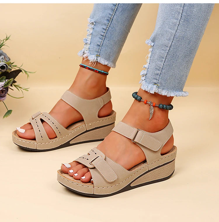 New Open Toe Fashion Women's Sandals Summer 2023 Soft Sexy Womens Sandals Wedge Buckle Women's Orthopedic Sandal Footwear Female