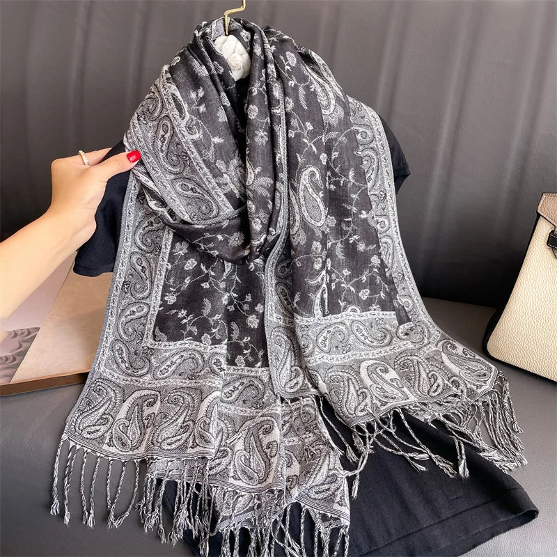 Luxury Brand Autumn Cashmere Pashmina Shawl Lady Wrap Warm Winter Scarves Design Print Female Foulard Cotton Stoles Scarf 2025