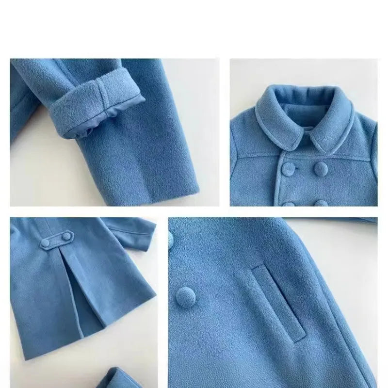 Winter Girl's Long Fashion Plus Cotton Coat 2024 Baby Girl Korean Style Thickened Double-breasted Coat Children Warm Jacket