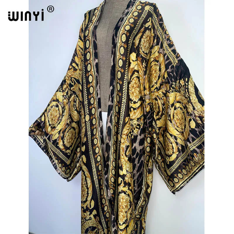 vestido longo Women Cardigan robe Cocktail sexcy Boho Maxi African Holiday Batwing Sleeve Silk Robe