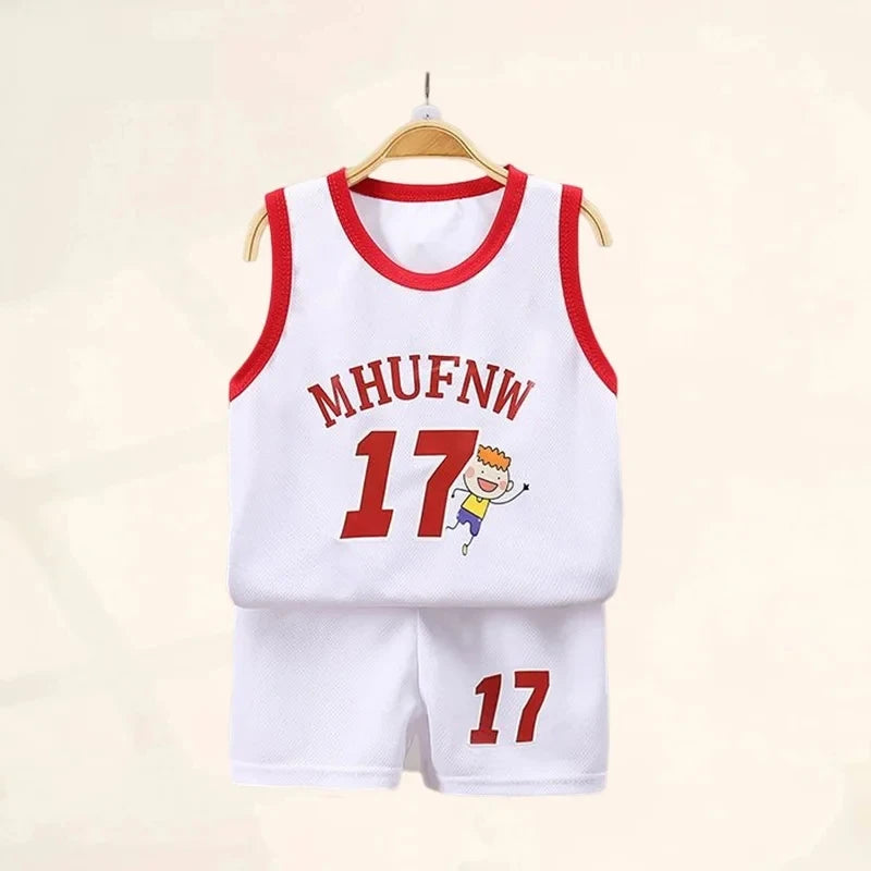 Children's Sets Summer Children Sleeveless T-shirt Shorts Set Quick-drying Outdoor Tank Top Shorts Sets Boys Sport Basketball Tr