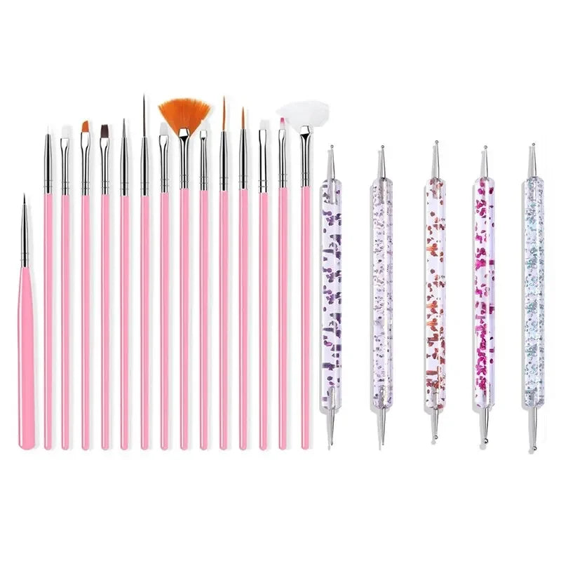 5/20Pcs Nail Art Brush Design Tip Painting Drawing Carving Dotting Pen Professional Nail Brushes Set Nail Art Manicure Tools