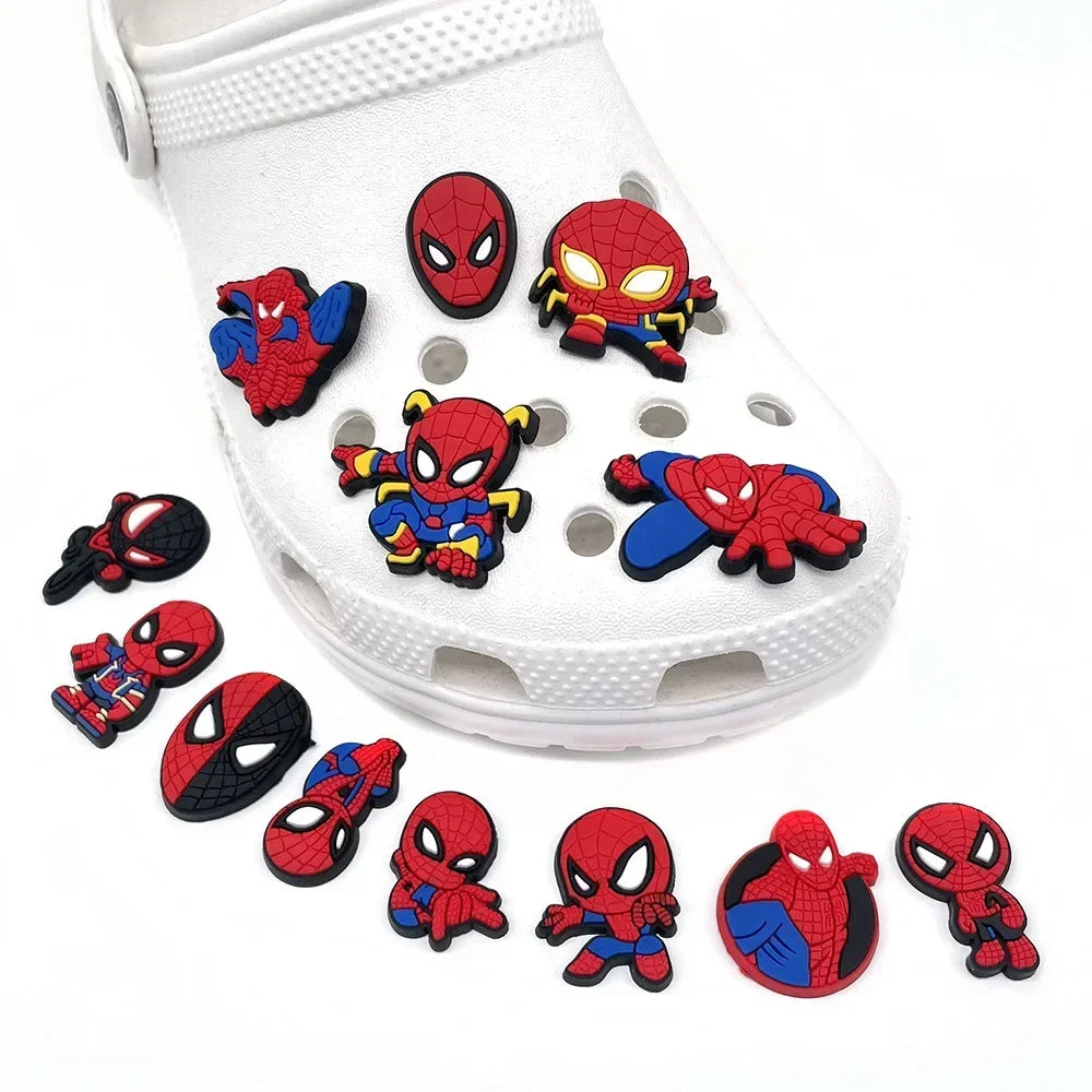 13Pcs/set Marvel Super Hero Shoe Charms Spiderman PVC shoe Accessories Fit shoe Clogs Cartoon Sandals Decorate boys Party Gift