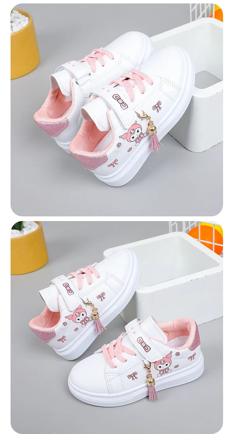 Sanrio Girls's Fashion Sneakers Kid's Anti-skid Casual Shoes Cartoon Anime Kuromi Thick Soles Shoes Children's Board Shoes