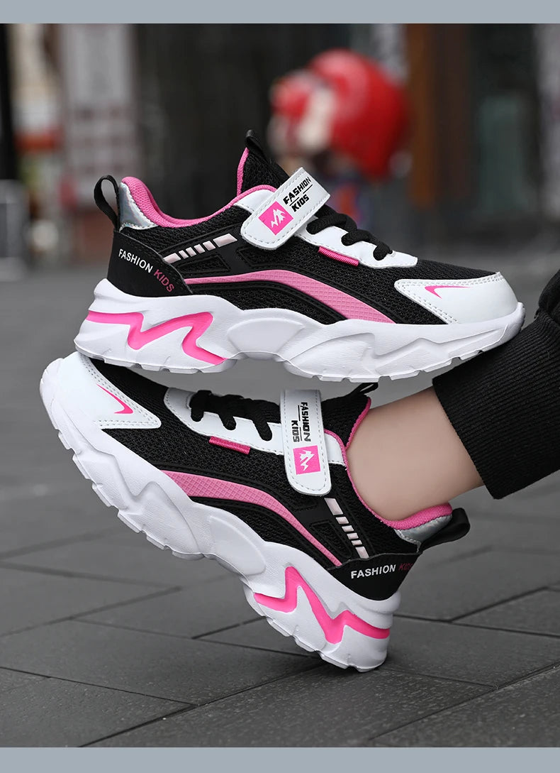 Kids Casual Pink Girls Shoe Outdoor Comfortable Running Shoes Sneakers Breathable Student's Children Boys Sport Walking Footwear