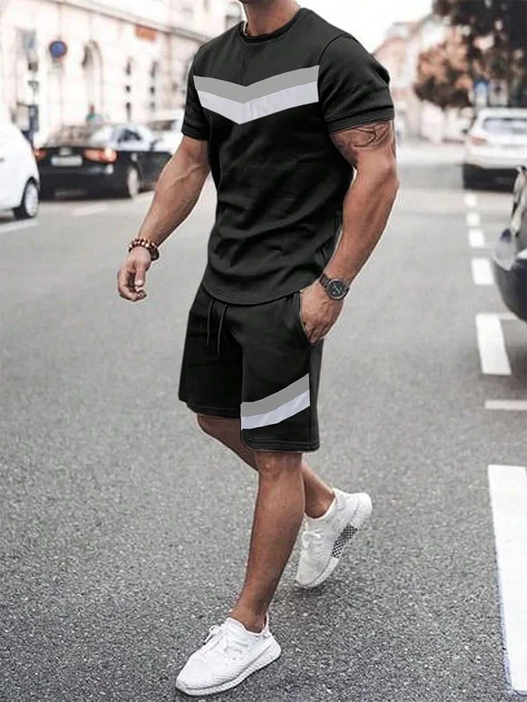 Summer Everyday Casual Men's T-shirt Shorts Set Urban Street Fashion Men's Short-sleeved Outdoor Sports Men's Shorts 3D Printing