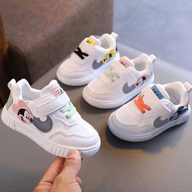 Disney Mickey Mouse Baby Trend Casual Shoes Girls Little White Shoes 0-2 Years Baby Boys Fashion Chic Soft Sole Walking Shoes