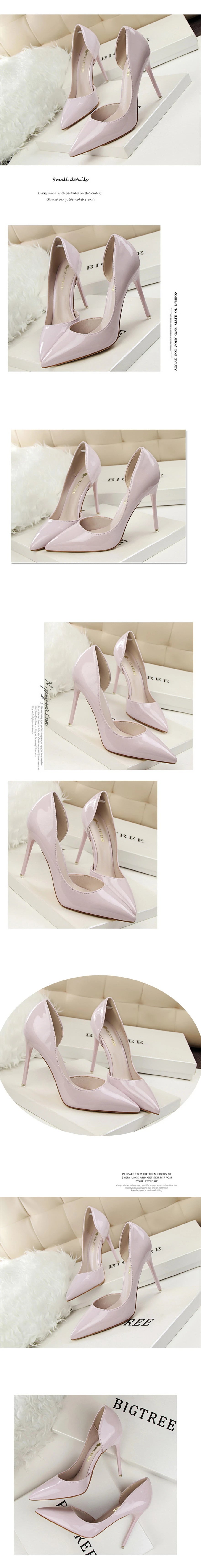 BIGTREE Shoes New Patent Leather Woman Pumps Pointed Stiletto Fashion Women Work Shoes Sexy Cut-Outs High Heel Shoe Ladies Party