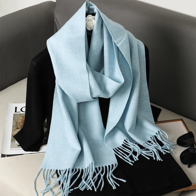 New 62 Color Winter Scarf For Women Long Warm Cashmere Scarves Hijab Solid Lady Shawl Wrap Female Pashmina Bandana Head Scarfs