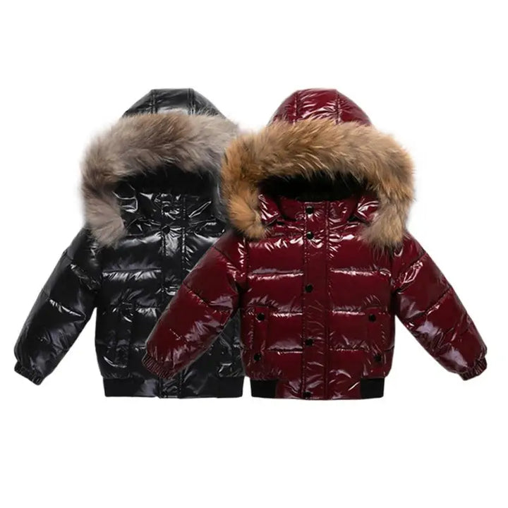 2024 Winter Down Jacket For Girl Real Fur Waterproof Shiny Thicken Warm Boy Winter Outerwear Coat 1-6 Years Kids Parka Outfit