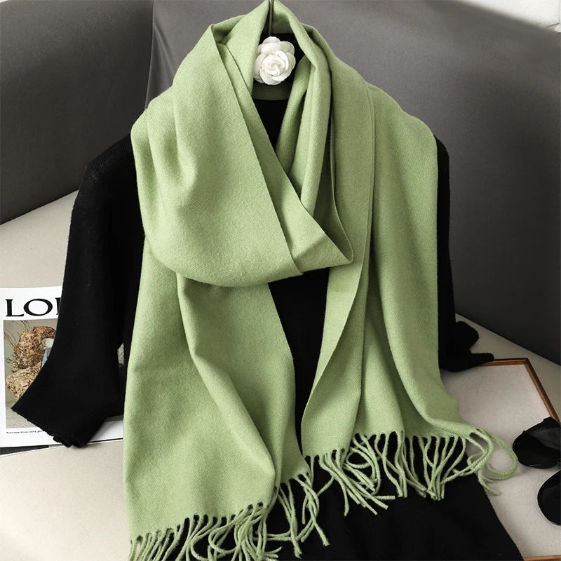 New 62 Color Winter Scarf For Women Long Warm Cashmere Scarves Hijab Solid Lady Shawl Wrap Female Pashmina Bandana Head Scarfs