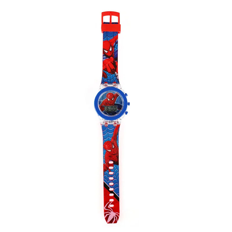 Flash Light Spiderman Kids Watches For Boys Cartoon shark Mickey Children Watch Girls Student Clock Gifts free shipping