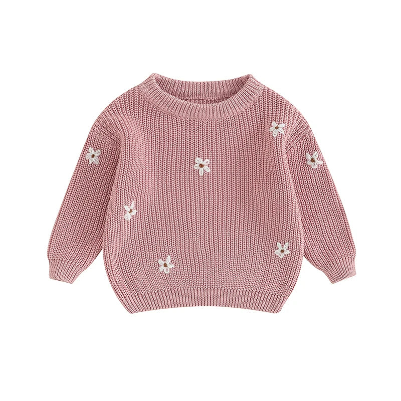 Newborn Baby Girls Winter Flower Sweater Clothes 2023 Autumn Newborn Infant Clothing Pullover Knitted Kids Sweaters