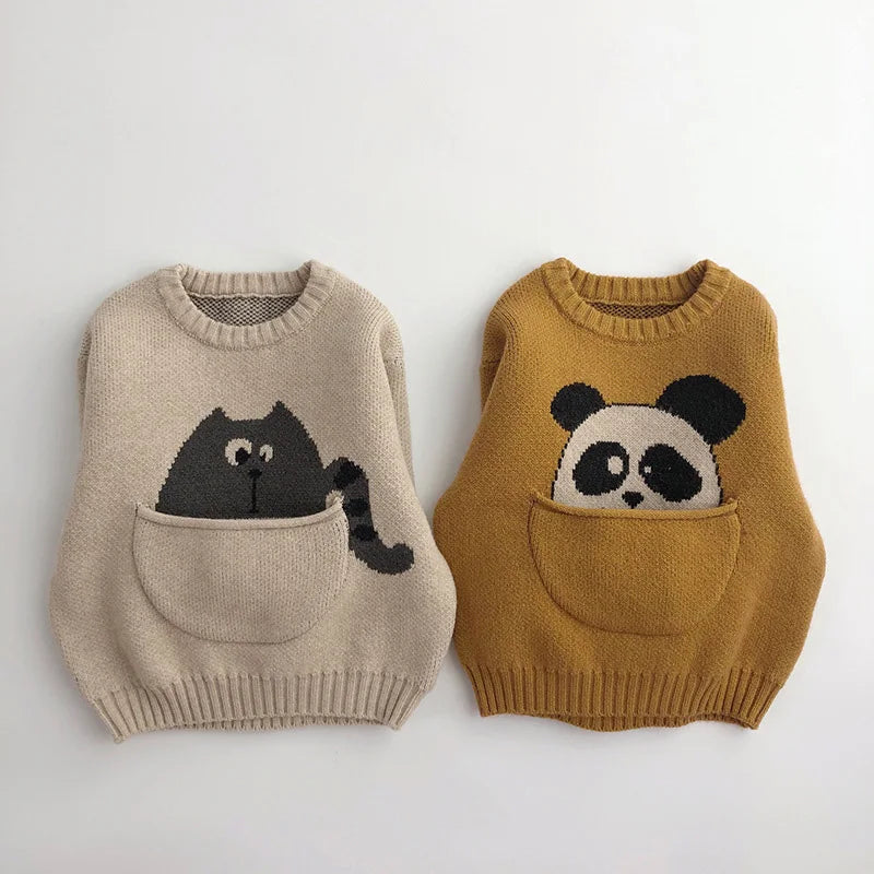 MILANCEL Kids Baby Clothes Sweaters Pullover Cartoon Boys Girls Knitwear Korean Style Children Infant Pullover Outwear