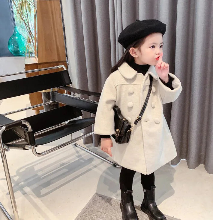 Winter Girl's Long Fashion Plus Cotton Coat 2024 Baby Girl Korean Style Thickened Double-breasted Coat Children Warm Jacket