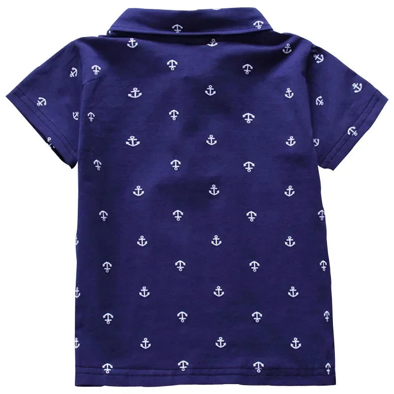 2025 Summer New Baby Kids Boys Fashion Breathable Print Short Sleeve Lapel Collar Cotton Shirt Tops Dropshipping