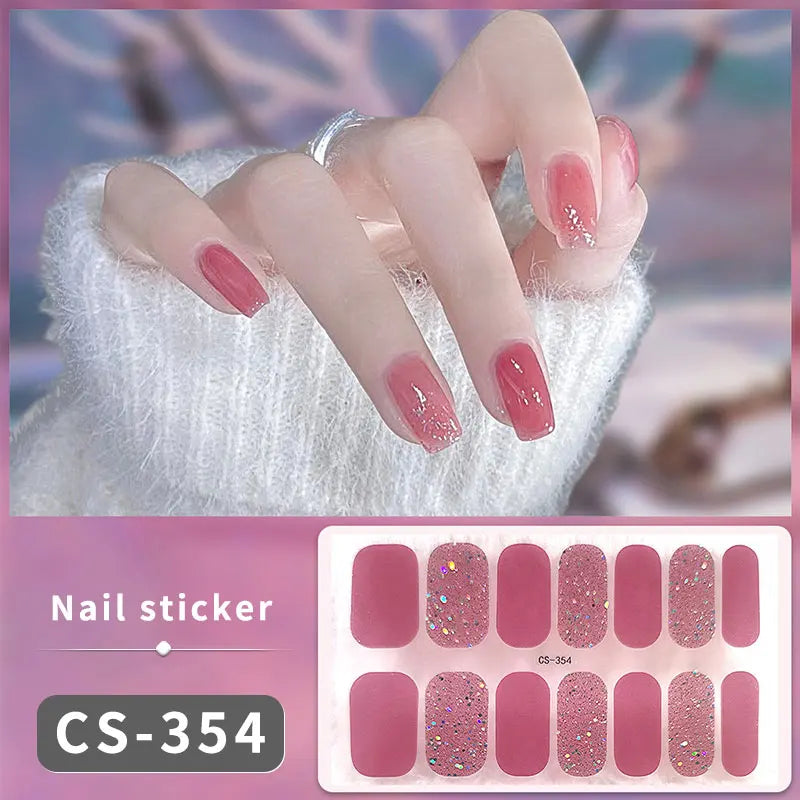 Full Cover Nail Stickers Fashion Nail Polish Nail Decoration Sparkling Glitter Self Adhesive Manicure Designer Nail Art Sticker