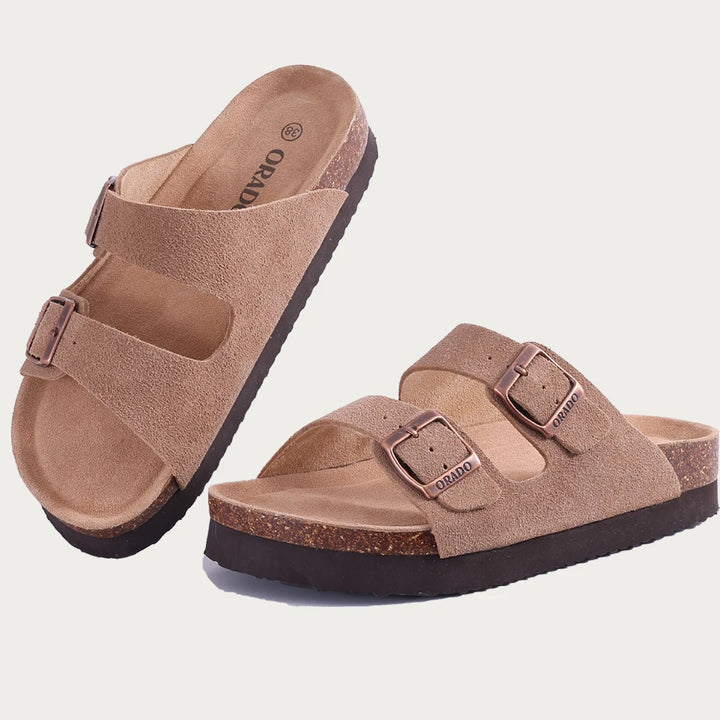 Comwarm Classic Cork Sandals For Women Men Fashion Soft Thick Sole Cork Slippers Summer Beach Sandals Home Open Toe Flat Sandals