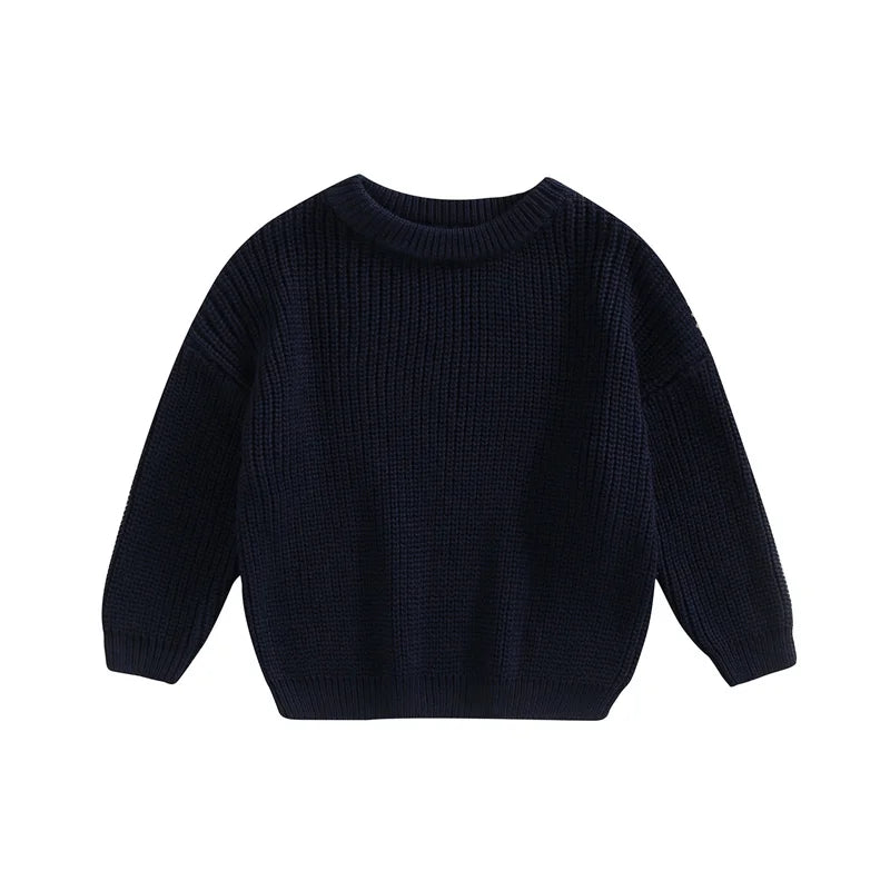 Suefunskry Newborn Baby Girl Boy Knitted Long Sleeve Autumn Winter Sweater Solid Loose Pullover Casual Tops Kids Clothes 3M-5Y