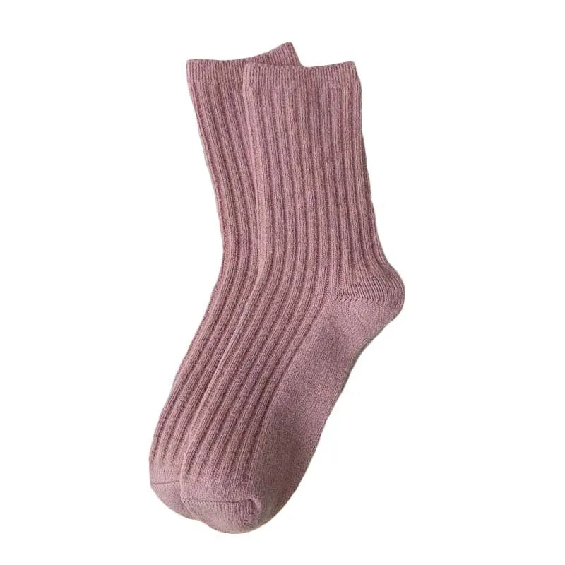 2024 New Winter  Cashmere Wool Women Socks  Casual japanese fashion Solid Color Thicker Long Sock Girls Thermal Warm Crew Sock