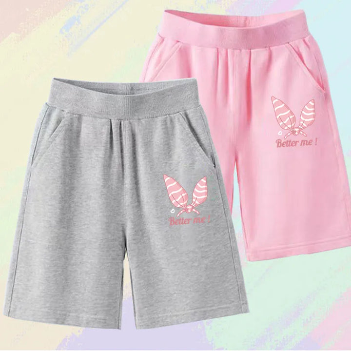 2023 Girls Summer Cat Ear Print Shorts Kids Elastic Waist Beach Short with Pocket Sports Short Pants Kids Cute Clothes 3-14y