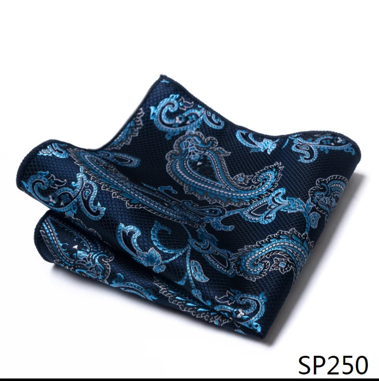 High Grade Brand Silk Kerchief Man Dark Blue Striped April Fool's Day Fit Formal Party Pocket Square Handkerchiefs Suit Hanky