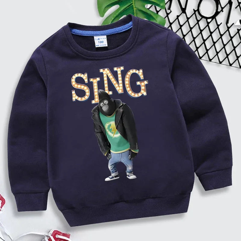 Johnny Gorilla Sing Print Children Sweatshirt Hip Hop Streetwear Autumn Kids Long Sleeve Pullover Girl Boy Johnny Gorilla Hoodie