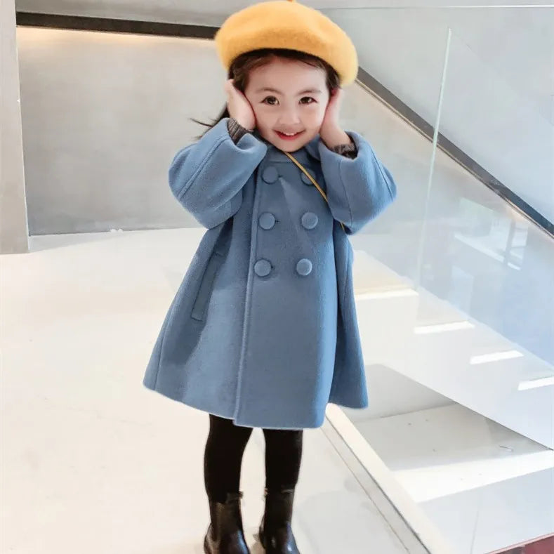 Winter Girl's Long Fashion Plus Cotton Coat 2024 Baby Girl Korean Style Thickened Double-breasted Coat Children Warm Jacket