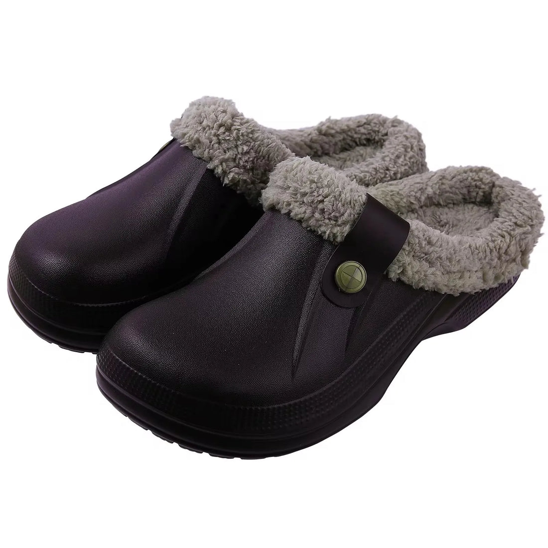 Crestar Women and Men Fur Lined Clogs Memory Foam Warm Fuzzy Slippers New Winter Waterproof Indoor Outdoor Comfortable Slippers