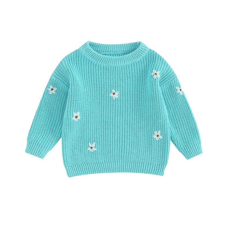 Newborn Baby Girls Winter Flower Sweater Clothes 2023 Autumn Newborn Infant Clothing Pullover Knitted Kids Sweaters