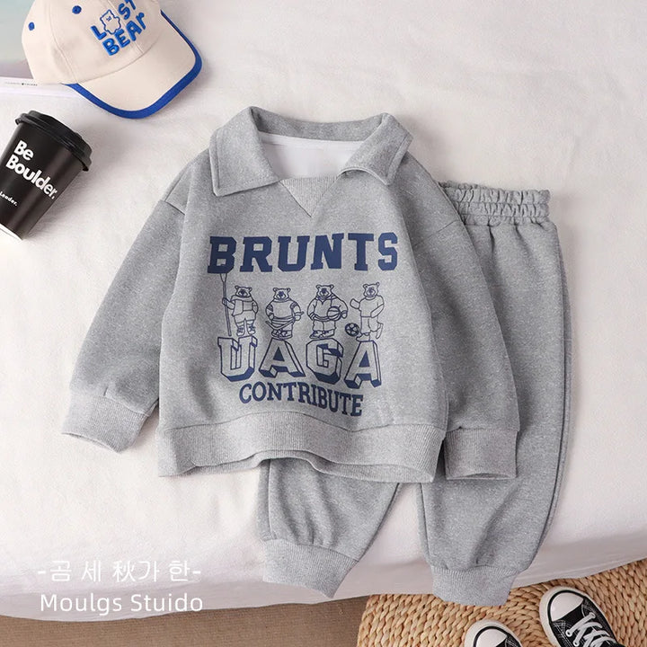 Children Clothes Sets Autumn Winter Polo Sweatshirt+Pants Sport Suits for Kids Boys Girls Warm Tracksuits Kids Clothing