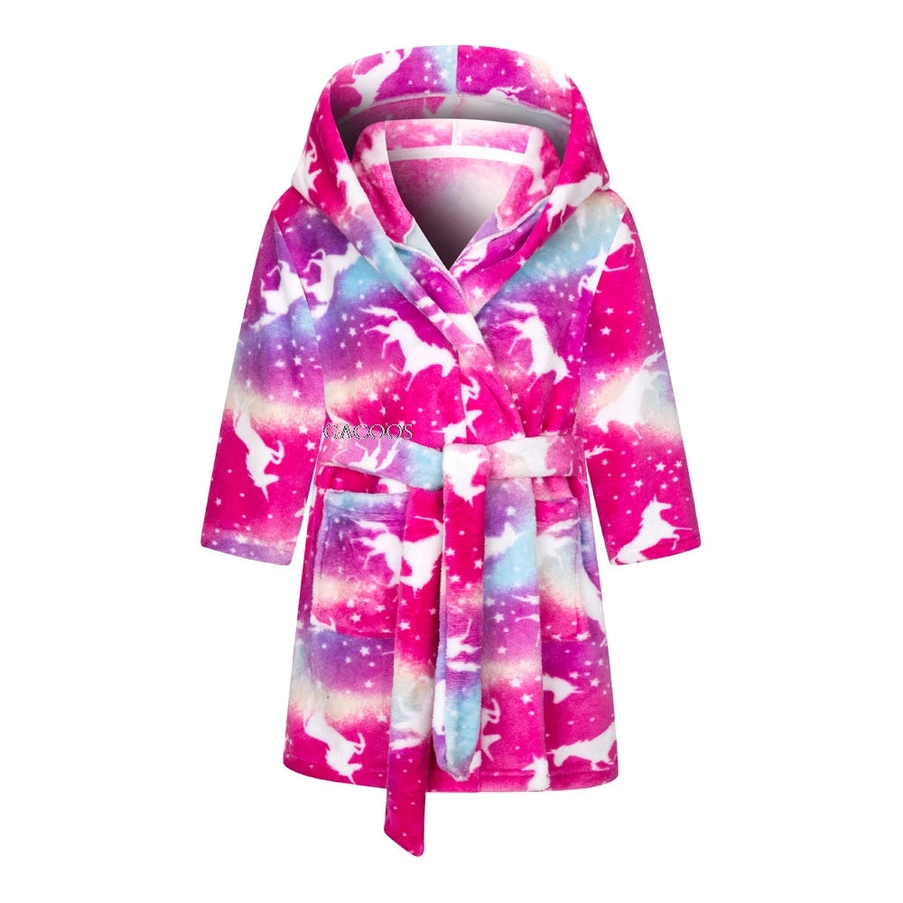 Children Flannel Pajamas Robe Autumn Winter Kids Sleepwear Children Nightgown Soft Pajamas for Girl Boys Bathrobe 4-16 Years