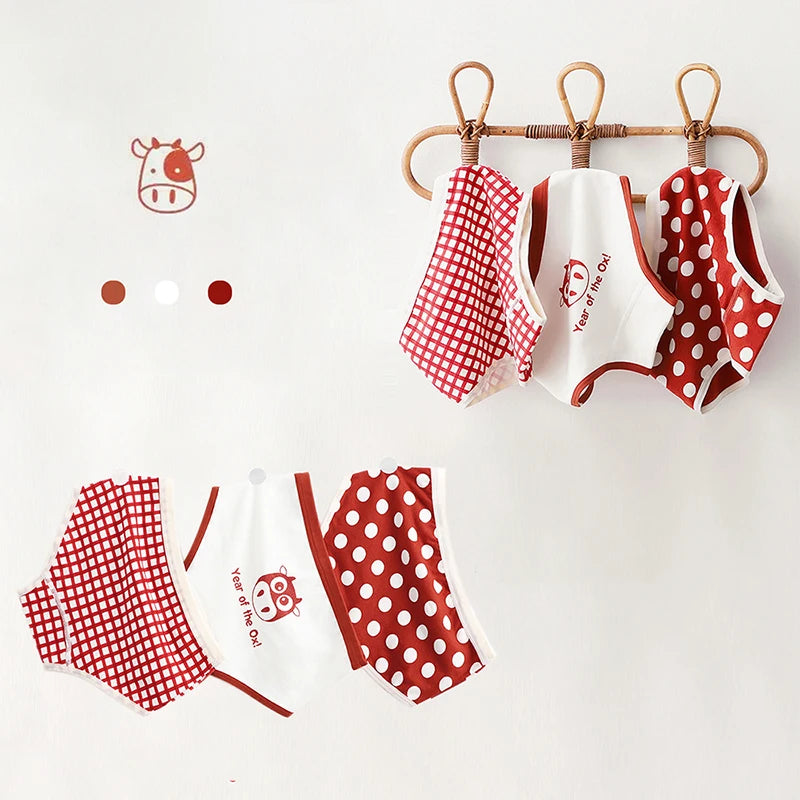 3Pcs/lot Kids Panties 7 Collections Chirdren's Underwear Lovely Girls Briefs Floral Grid Cute Pants Baby Dots Cotton Underpants