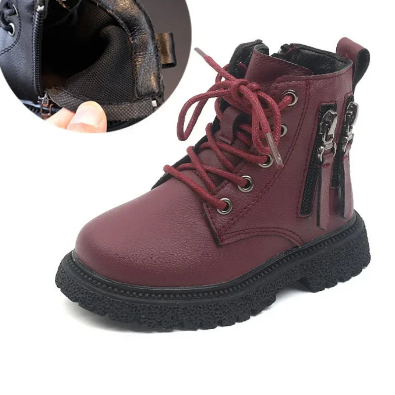 2024 Spring Autumn Winter Ankle Boots Light Girl Platform Shoes Burgundy Beige Black Boys Short Boots Super Cozy Shoes