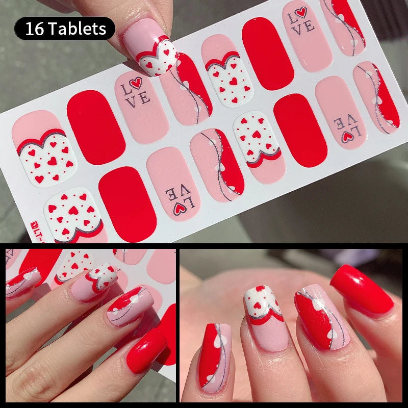 Full Cover Nail Stickers Fashion Nail Polish Nail Decoration Sparkling Glitter Self Adhesive Manicure Designer Nail Art Sticker