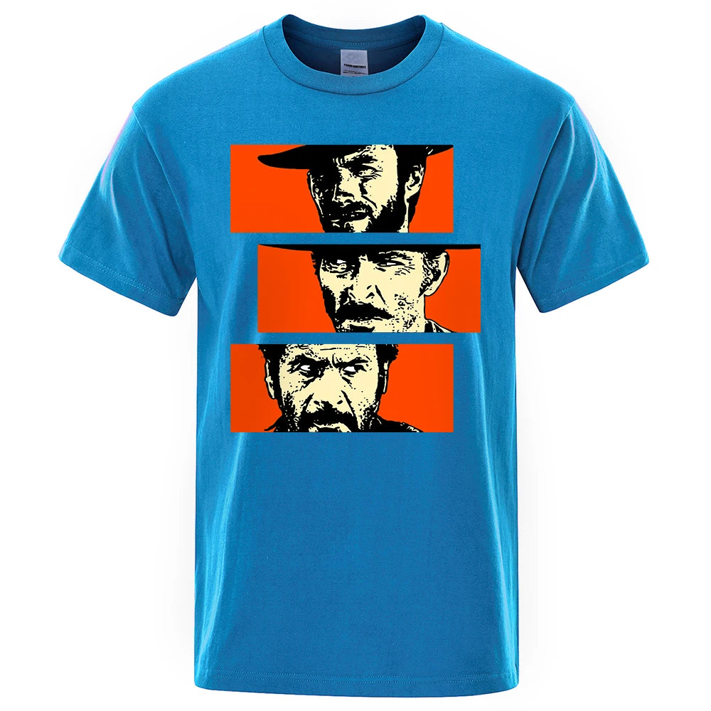 The Good the Bad and Ugly Blondie Angel Eyes Tuco Cowboy T Shirt  Men Women Il buono brutto cattivo Oversized Cotton Tee shirt