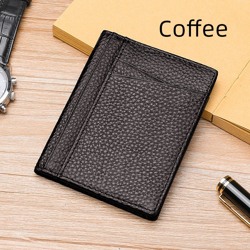 YUECIMIE Super Slim Soft Wallet Genuine Leather Mini Credit Card Holder Wallets Purse Thin Small Card Holders Men Wallet