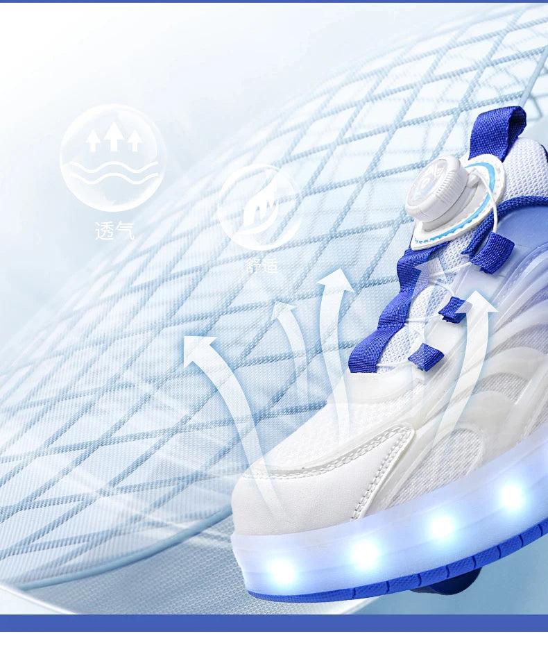 Two Wheels Children's Led Light Roller Skate Shoes For Kids Boys Girls Glowing Sports Luminous Sneakers Skateboard USB Charging