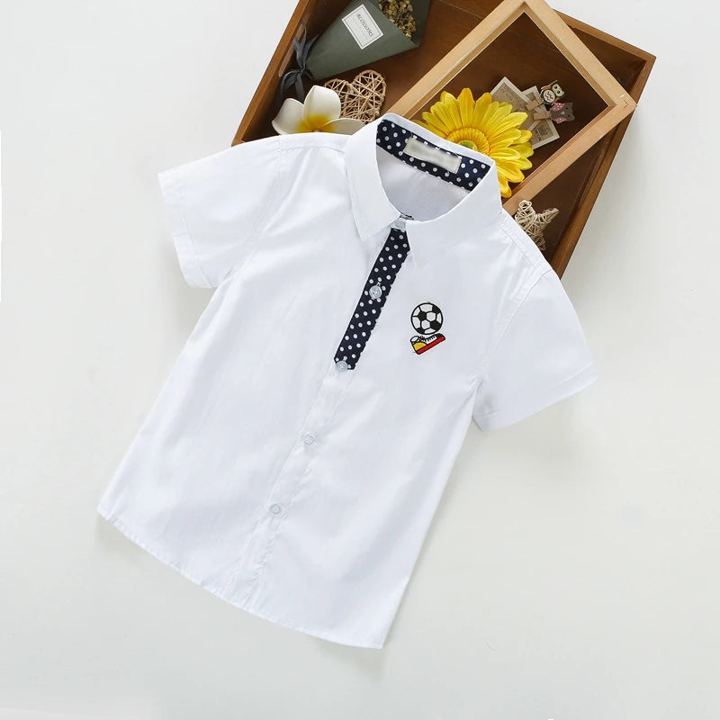 IENENS Kids Boy Shirts Clothes Solid Color 3-11Y Baby Shorts Sleeve Shirt Summer Tops Tees Shirts Children Cotton Blouse