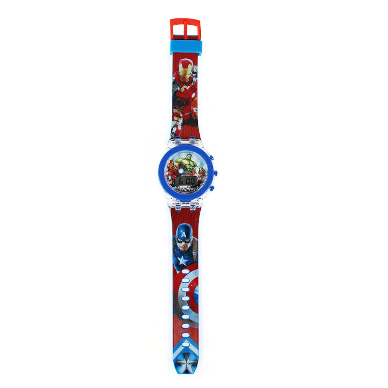 Flash Light Spiderman Kids Watches For Boys Cartoon shark Mickey Children Watch Girls Student Clock Gifts free shipping