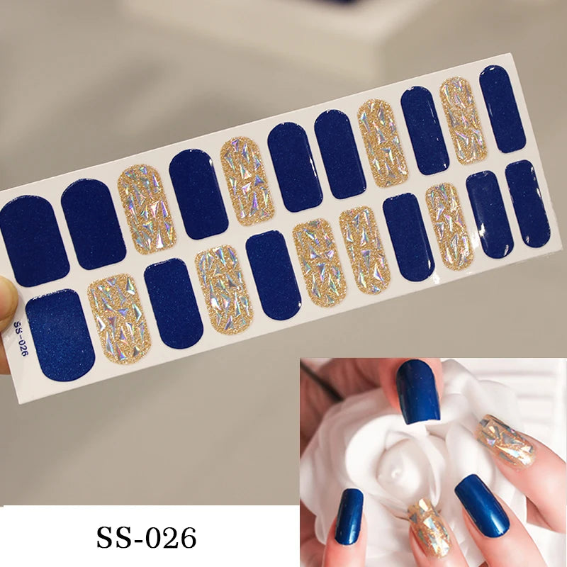 Full Cover Nail Stickers Fashion Nail Polish Nail Decoration Sparkling Glitter Self Adhesive Manicure Designer Nail Art Sticker