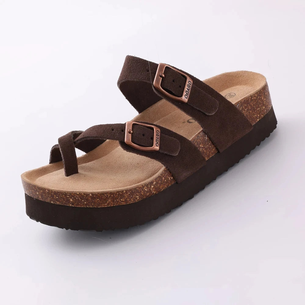 Comwarm Classic Cork Sandals For Women Men Fashion Soft Thick Sole Cork Slippers Summer Beach Sandals Home Open Toe Flat Sandals